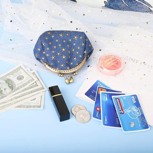Five-Pointed Star Coin Purse Denim Change Pouch Wallets Buckle with Kisslock Cla - Picture 7 of 7
